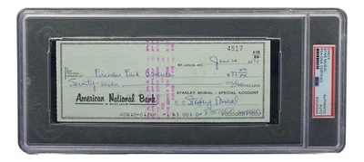 Stan Musial St. Louis Cardinals Signed  Bank Check PSA/DNA 85025564 - Image 1 of 4