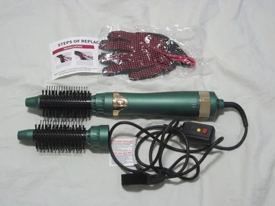 Cepillo de aire caliente verde cerámica cabezales intercambiables 2 cepillos guantes Foto 1 de 4