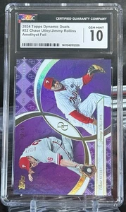 2024 Topps Dynamic Duals Chase Utley, Jimmy Rollins #22 Amethyst Foil /50 CGC 10 - Picture 1 of 3