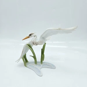 Kaiser Flying Heron Porcelain Figurine 336 8" Wing Span Golden Crown - Picture 1 of 10