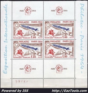 FRANCE DEMI BLOC PHILATEC PARIS 1964 N° 6 NEUF * AVEC CHARNIERE A VOIR - Picture 1 of 2