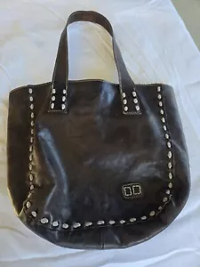 Bed Stu Leather Stevie Tote Shoulder Bag Black Lux Contrast Stitching - Picture 1 of 12