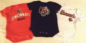 INFANT SIZE 0-3M 0-3 MONTHS NFL CINCINNATI BENGALS 3-PACK BODYSUITS SET NWT - Picture 1 of 4