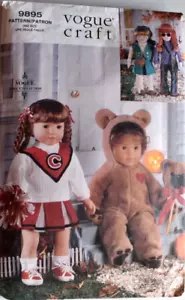 VOGUE PATTERN 9895 18" COSTUMES SPORTS DOLL CLOTHES VINTAGE 1998 CUT - Picture 1 of 2