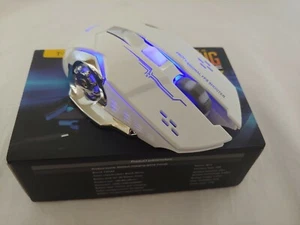 NEW White Wireless USB Charging Gaming Mouse for Laptop PC Q13 LED Light Silent - Picture 1 of 6