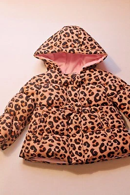 Abrigo Parka Chaqueta Jumping Beans Niña Pequeña 2T Marrón Guepardo Estampado Animal NUEVO Foto 1 de 4