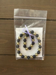 Handmade American Girl Doll Jewelery Black/Gold Pearl Necklace and Bracelet - Picture 1 of 1