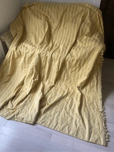 Custom Made Clasdic Striped Vintage Blockout Curtain with Tessels Yellow 105”W - Picture 1 of 5