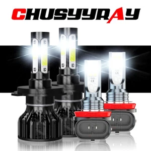 For Toyota Yaris 4Dr Sedan 2007-2011-2019 LED Headlights Fog Light Bulbs White - Picture 1 of 11