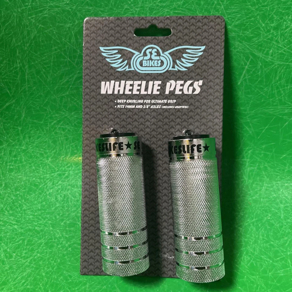 SE BIKES Wheelie Pegs BMX Piezas Plata 100mm × 35mm - Imagen 1 de 4