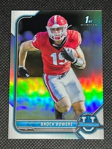 Brock Bowers 2022 Bowman University Refractor 1st Rookie RC #83 Georgia Bulldogs