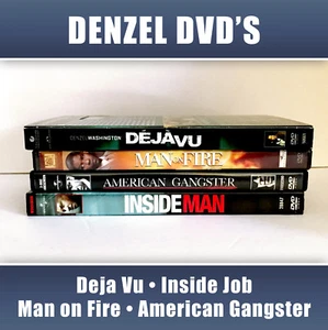 4 Lot DVD Denzel Washington Deja Vu Inside Job Man Fire Gangster Movies Spike Le - Foto 1 di 1