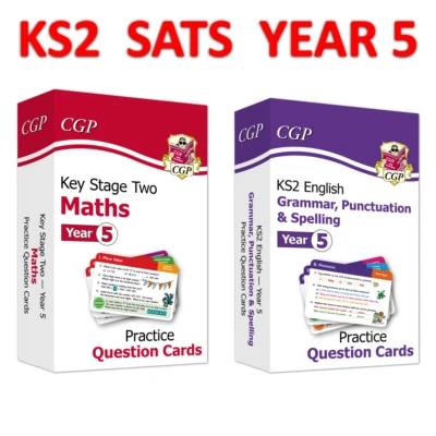 KS2 Year 5 Maths & Grammar Punctuation Spelling Practice Question Card Ages 9-10 - Image 1 of 4