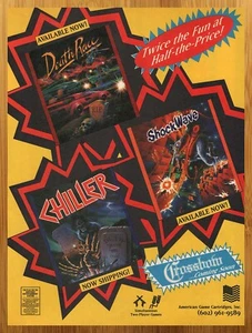 1990 Death Race/Chiller/Shockwave Nintendo NES Vintage Impreso Anuncio/Póster Juego Arte - Imagen 1 de 4