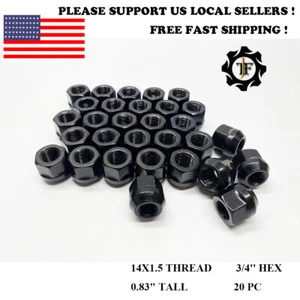 20PC 12X1.5 BLACK OPEN END WHEEL LUG NUTS FIT HONDA HYUNDAI CHEVY ACURA MORE - Picture 1 of 4