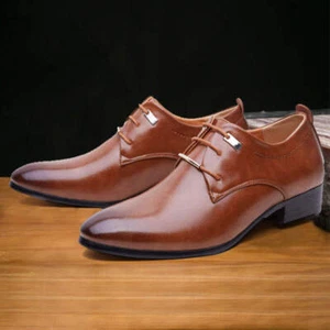 Herren Lederschuhe Retro England spitz zulaufend elegante Schuhe vorne zum Binden eckiger Absatz - Bild 1 von 27