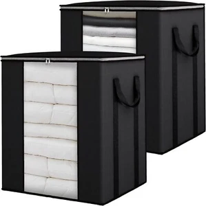 Blanket Storage Bags with Zipper Large Storage Bins with Lids 120L 2 Pack Comfor - Picture 1 of 3