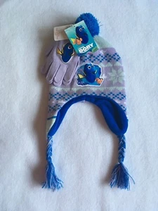 NWT NEW Disney Pixar Finding Dory Girls One Size Winter Hat Gloves 2 Piece Set - Picture 1 of 2