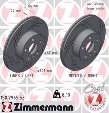 2x Zimmermann brake disc brake discs set brakes BLACK Z front 150.2965.53
