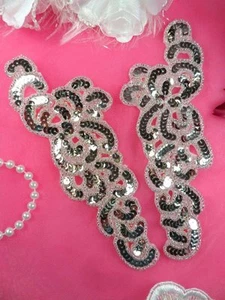 JB260 Par de Espejos Lentejuelas Diseñador Apliques Plateados 7" - Imagen 1 de 1