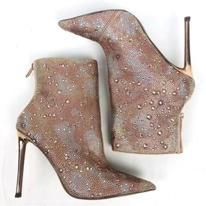 Neu mit Etikett Steve Madden Viala Kristallverzierung spitz zulaufend Stiefeletten Booties pink - Bild 1 von 8