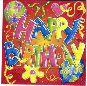 Servietten - Packung - 20 Stück - s1296 - Happy Birthday - 310 - Bild 1 von 1