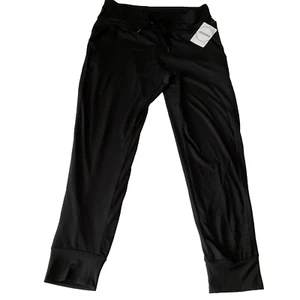 Jockey Winter Jogger Pants Womens Size L Black Stretch Jersey Pockets - Picture 1 of 16