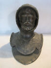 Antique French bronze Medieval Knight in Armour head bust inkwell