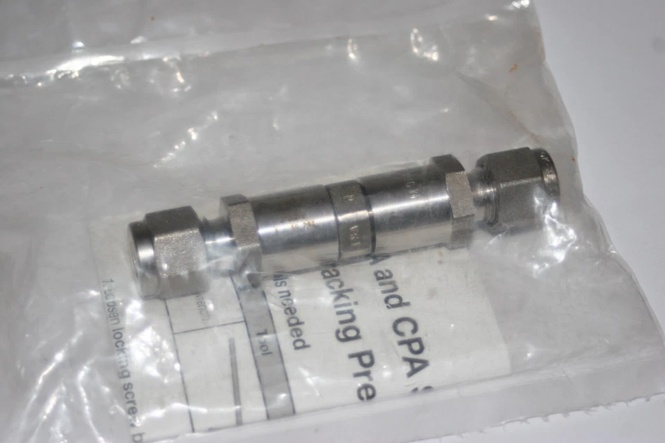 1/4" Tube Monel Check Valve (3 to 50 psi adj. crack) Swagelok M-4CA-3 - Image 1 of 2