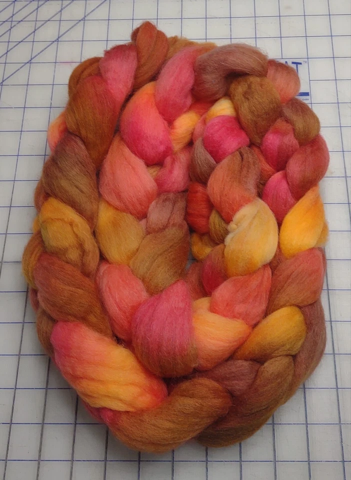 Hand Dyed Painted Med Wool Blend Combed Top Roving Spinning Felting Ambrose - Image 1 of 1