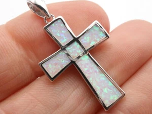 GOLDJUNGE69 * SET - KREUZ ANHÄNGER , FEUEROPAL & SILBERKETTE 925 Sterlingsilber - Bild 1 von 5