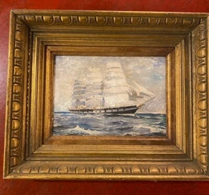 Ölgemälde Segelschiff Marine Meer Segler Gemälde See Modellschiff Schiff Regatta - Picture 1 of 7