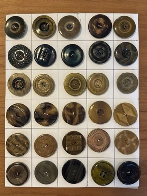 30 Cool Vintage Celluloid Buttons on Collector's Card 1.5" Diameter Large - Image 1 of 4