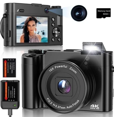 DUOCH Digitalkamera Fotokamera Vlogging Kamera 64MP 4K - Bild 1 von 4