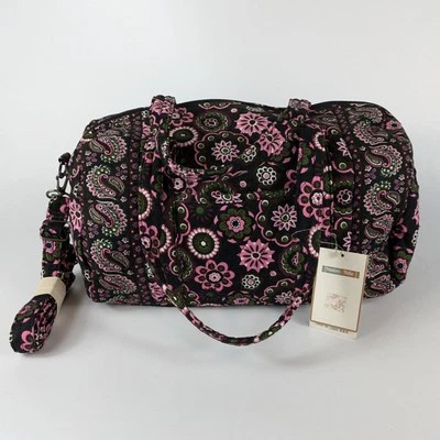 Bolso de Mano Madam Rosa Acolchado Lona Bolsillo Rosa Marrón Retro Inspirado Floral Cartera Foto 1 de 4