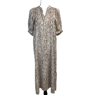 Ann Taylor Women's Dress Size XS Brown Tan Sheer Long Puffy Sleeves Modest - Image 1 of 4