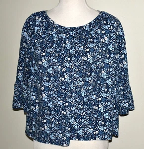 Michael Michael Kors Blue Floral Bell 3/4 Sleeve Blouse Women's Size Large - Picture 1 of 5