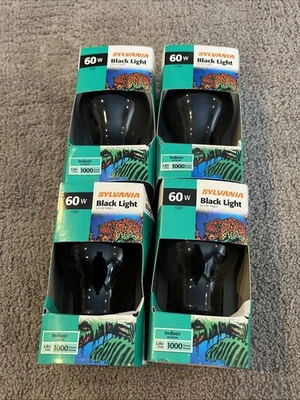 NEW 4 Pack Sylvania BlackLight Black Light Bulbs 60W 1000 Hrs 125 Volts 80s - Image 1 of 3