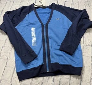 Le Tigre Cardigan Sweater Mens M 3/4 Zip Long Sleeve Cotton Blue Grandpa Retro - Picture 1 of 9