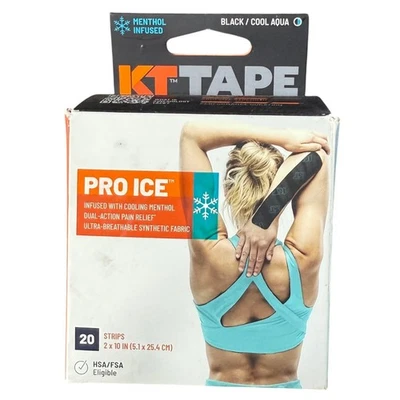 Cinta KT Tape Pro Ice Kinesiology Negra Cool Aqua 20 Tiras Alivio del Dolor EXP3/25 Foto 1 de 4