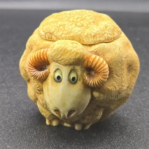 2001 Harmony Kugel Topf Bauch Widder Schaf Tammie Schmuck Ring Box 1,75Tx2Lx1,5" Bauernhof - Bild 1 von 12