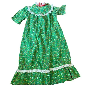 Vintage Girls Handmade Green Floral Prairie Dress Size 6/7? See Measurements  - Picture 1 of 3