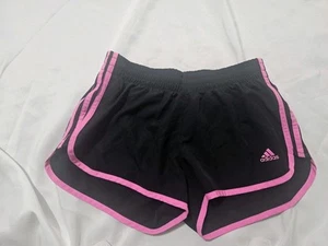 ADIDAS, PANTALONES CORTOS PARA CORRER MUJER NEGRO/ROSA POLI ELÁSTICO CINTURA CORBATA TALLA M - Imagen 1 de 9