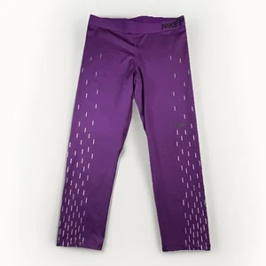 Nike Pro Dri-FIT Leggings Large 3/4 Crop Leggings Purple Athletic Fit - Picture 1 of 6