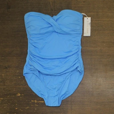 Traje de baño Anne Cole Live In Color Twist Front fruncido de una pieza azul ártico 10 Foto 1 de 4