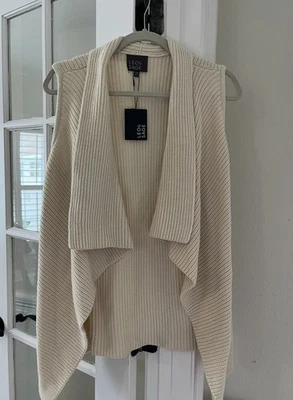 Leo & Sage Open Front Sleeveless Drape Front Sweater Vest NWT Size M /L - Image 1 of 4