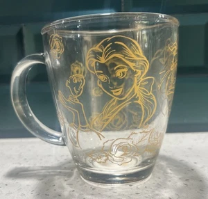 Disney Die Schöne und das Biest Glas Becher Gold Klar Kaffee Tee Sammlerstück - Bild 1 von 9