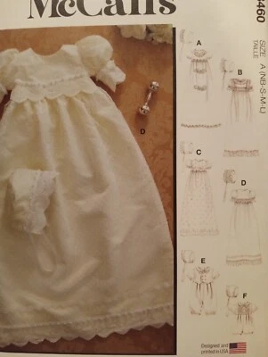 Romper Christening Baptism Gown Sewing Pattern McCall's M8460 Baby Infant - Image 1 of 2
