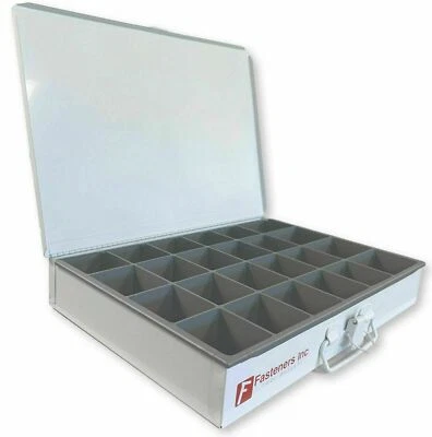 DURHAM MFG. White Metal 24 Hole Storage Bin-Cabinet-Tray For Bolts Nuts Washers Made in USA