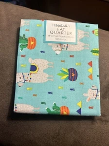 CUARTOS GRUESOS Llama con Fondo Acuático Cactus Niños Telas Artesanía Acolchado - Imagen 1 de 1